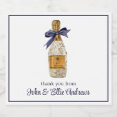 Französischer Champagner in Aquarellfarbe mit Navy Schaumweinetikett (Einzelnes Label)