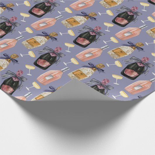 Französischer Champagner in Wasserfarbe Geschenkpapier (Ecke)