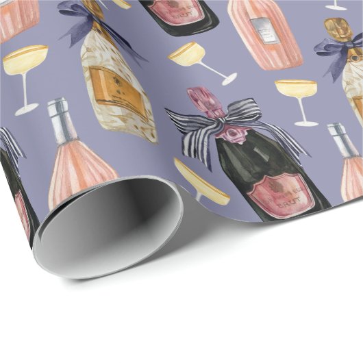 Französischer Champagner in Wasserfarbe Geschenkpapier (Rolleneckpunkt)