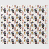 Französischer Champagner in Wasserfarbe Geschenkpapier (Flach)