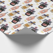 Französischer Champagner in Wasserfarbe Geschenkpapier (Ecke)