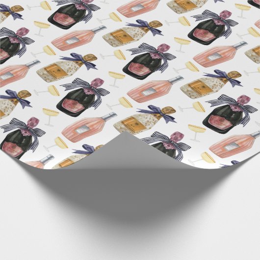 Französischer Champagner in Wasserfarbe Geschenkpapier (Ecke)