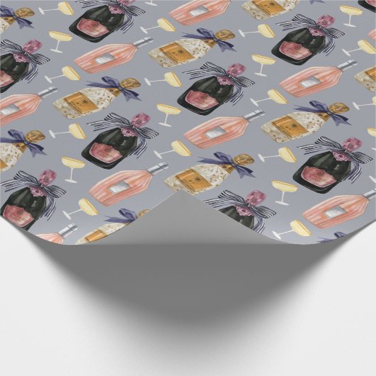 Französischer Champagner in Wasserfarbe Geschenkpapier (Ecke)