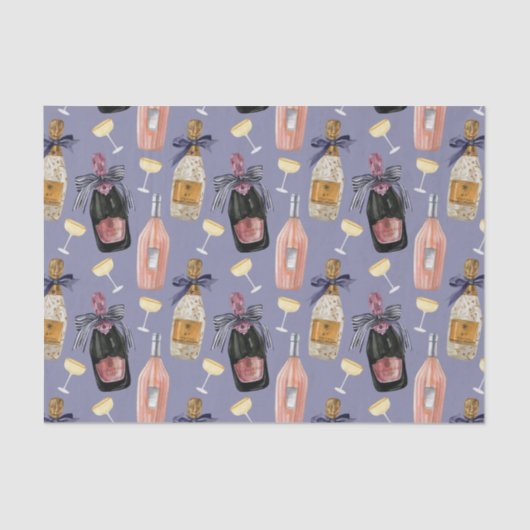 Französischer Champagner in Wasserfarbe Seidenpapier (Vorderseite)