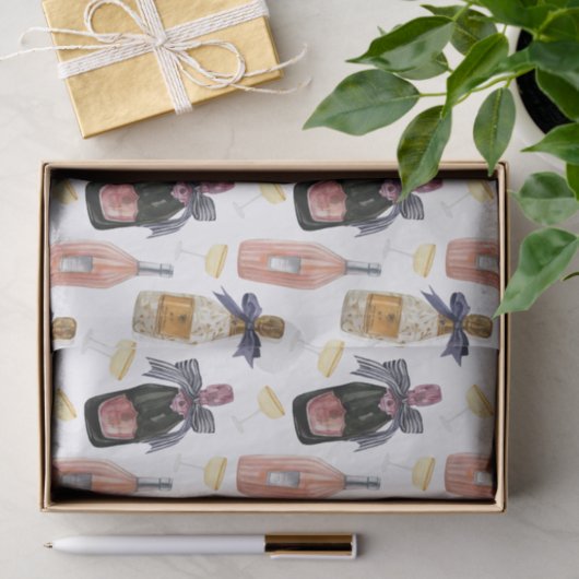 Französischer Champagner in Wasserfarbe Seidenpapier (Geschenk)