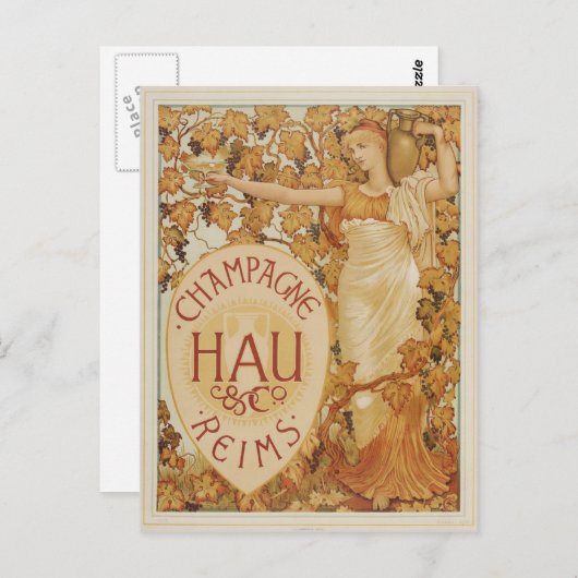 Französischer Champagner Postkarte (Vorne/Hinten)