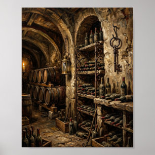 Französischer Chateau-Weinkäsekeller II Poster