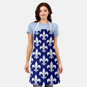 Französischer Chef Fleur de Lys Blau und Weiß Fran Schürze