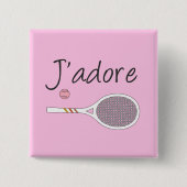 Französischer Chic J'adore Tennis Player Design Pi Button (Vorderseite)