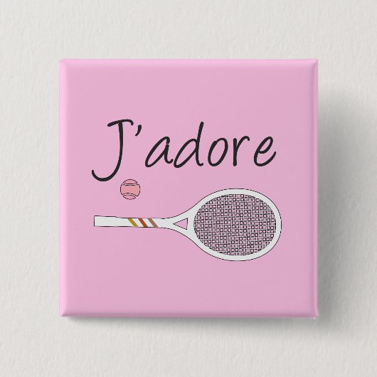 Französischer Chic J'adore Tennis Player Design Pi Button (Vorderseite)
