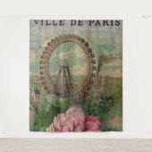 Französischer Chic, Paris, rustikal, Collage, Vikt Wandteppich (Vorderseite)