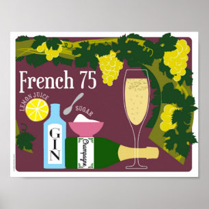 Französischer Cocktail mit 75 Champagner Poster