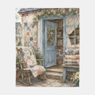 Französischer Cottagecore-Quiltladen-Wasserfarbe Fleecedecke
