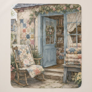 Französischer Cottagecore-Quiltladen-Wasserfarbe Sherpadecke