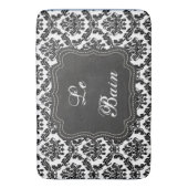 Französischer Damaskus Design Schwarz-Weiß-Bademat Badematte (Vorderseite Vertikal)