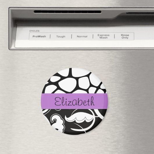 Französischer Damaskus, Giraffe, Schwarz und Weiß, Magnet (In Situ (Geschirrspüler))