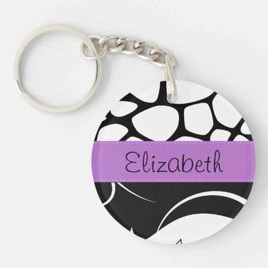 Französischer Damaskus, Giraffe, Schwarz und Weiß, Schlüsselanhänger (Vorderseite)