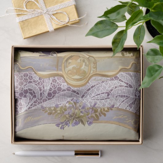 Französischer Eiffelturm Lavender Lace Seidenpapier (Geschenk)