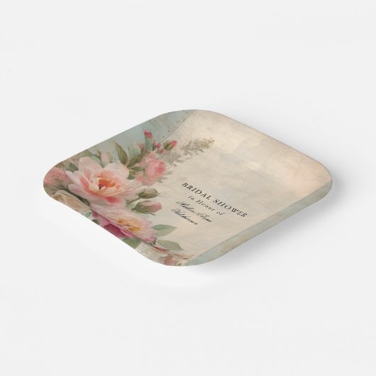 Französischer Eleganter Vintager Brautparty Tea Pappteller (Gewinkelt)