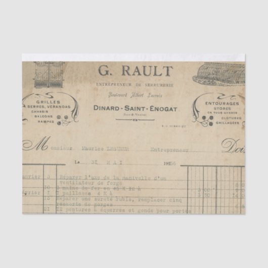 Französischer Empfang Seidenpapier (Vorderseite)