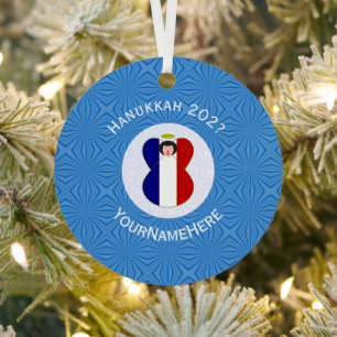 Französischer Engel Hanukkah-Flagge Personalisiert Ornament Aus Metall