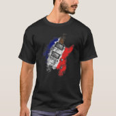 Französischer Flaggen-Gitarrist der Bastille Day T-Shirt (Vorderseite)