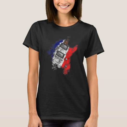 Französischer Flaggen-Gitarrist der Bastille Day T-Shirt (Vorderseite)