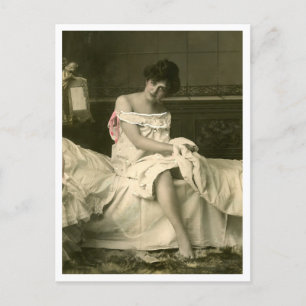 Französischer Flirt - Vintager Pinup Postkarte