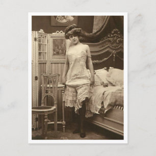 Französischer Flirt - Vintager Pinup Postkarte