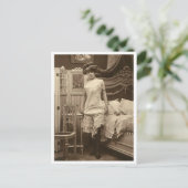 Französischer Flirt - Vintager Pinup Postkarte (Stehend Vorderseite)