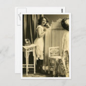Französischer Flirt - Vintager Pinup Postkarte (Vorne/Hinten)