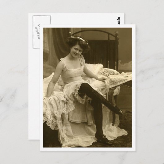 Französischer Flirt - Vintager Pinup Postkarte (Vorne/Hinten)