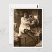 Französischer Flirt - Vintager Pinup Postkarte (Vorne/Hinten)