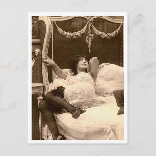 Französischer Flirt - Vintager Pinup Postkarte (Vorderseite)