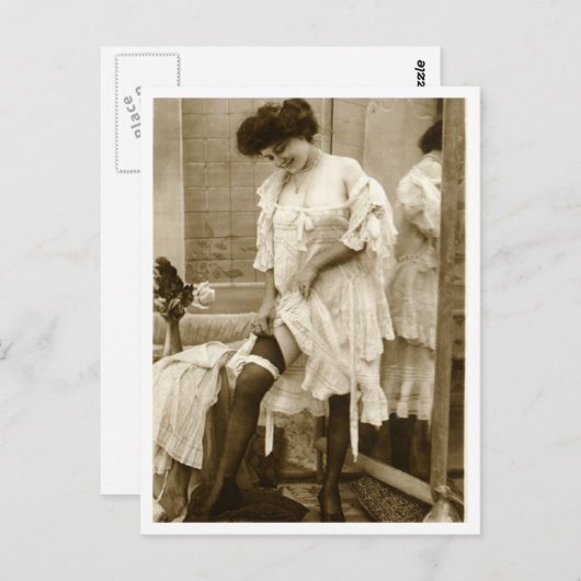 Französischer Flirt - Vintager Pinup Postkarte (Vorne/Hinten)