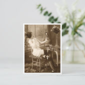 Französischer Flirt - Vintager Pinup Postkarte (Stehend Vorderseite)