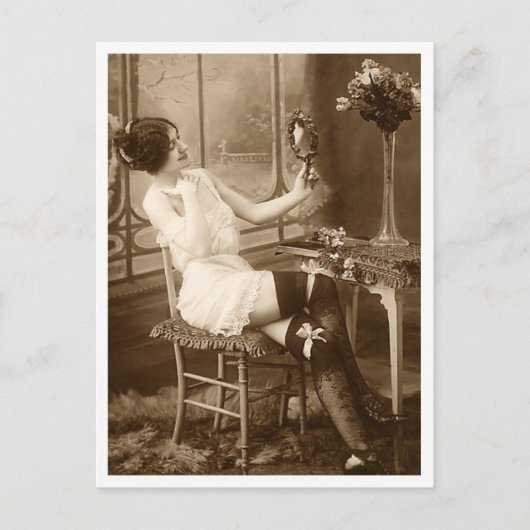 Französischer Flirt - Vintager Pinup Postkarte (Vorderseite)