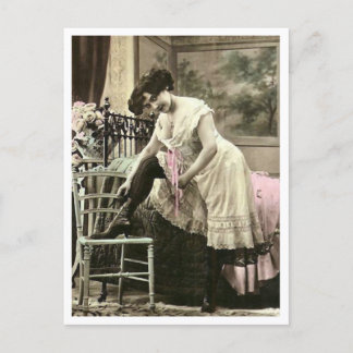 Französischer Flirt - Vintager Pinup Postkarte