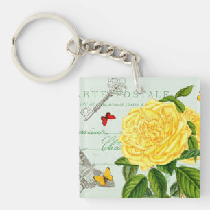 Französischer floraler Vintage-Schlüsselanhänger m Schlüsselanhänger