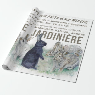 Französischer Garten Vintage-Hase Kaninchen Decoup Geschenkpapier