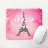 Französischer Girly rosa Aquarell-Paris-Eiffelturm Mousepad (Mit Mouse)