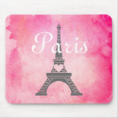 Französischer Girly rosa Aquarell-Paris-Eiffelturm Mousepad (Vorne)