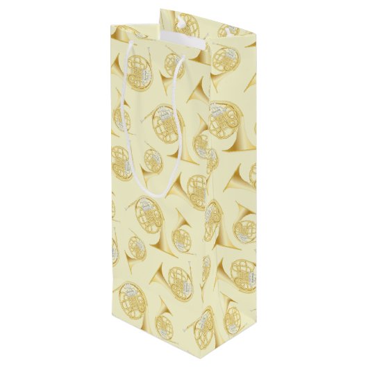 Französischer Horn-Musiklehrer Geschenktüte Für Weinflaschen (Rückseite Schrägansicht)