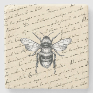 Französischer Imker Vintage-Script Honeybee Unters Steinuntersetzer