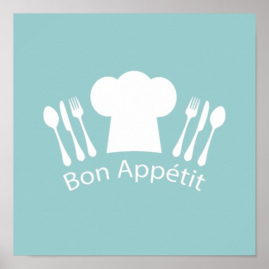 Französischer Koch Bon Appetit Restaurant oder Küc Poster (Vorne)