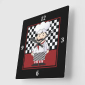 französischer Koch Quadratische Wanduhr (Winkel)