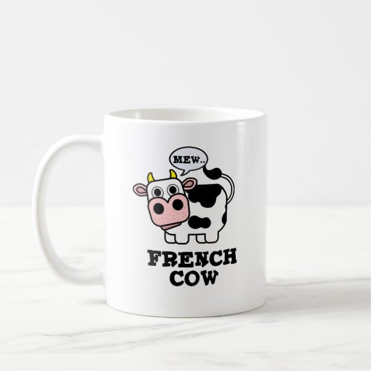 Französischer Kuh Funny Animal Pub Kaffeetasse (Links)