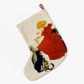 Französischer Kunst Nouveau Katzen Merrie Großer Weihnachtsstrumpf (Rückseite (Hängend))