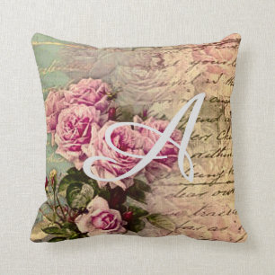 Französischer Land Chic, Shabby Chic, rosa Rosen, Kissen