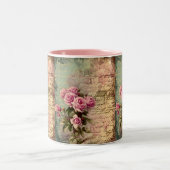 Französischer Land Chic, Shabby Chic, rosa Rosen, Zweifarbige Tasse (Mittel)